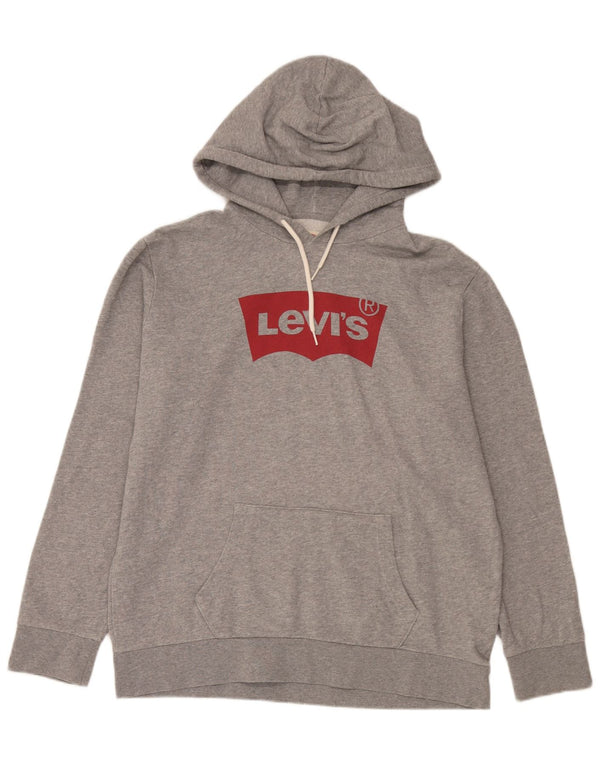Suéter com capuz gráfico masculino Levi's grande algodão cinza