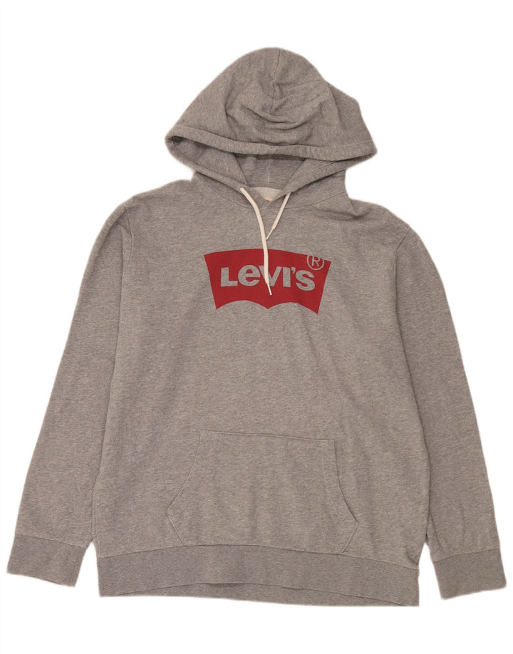 Suéter com capuz gráfico masculino Levi's grande algodão cinza
