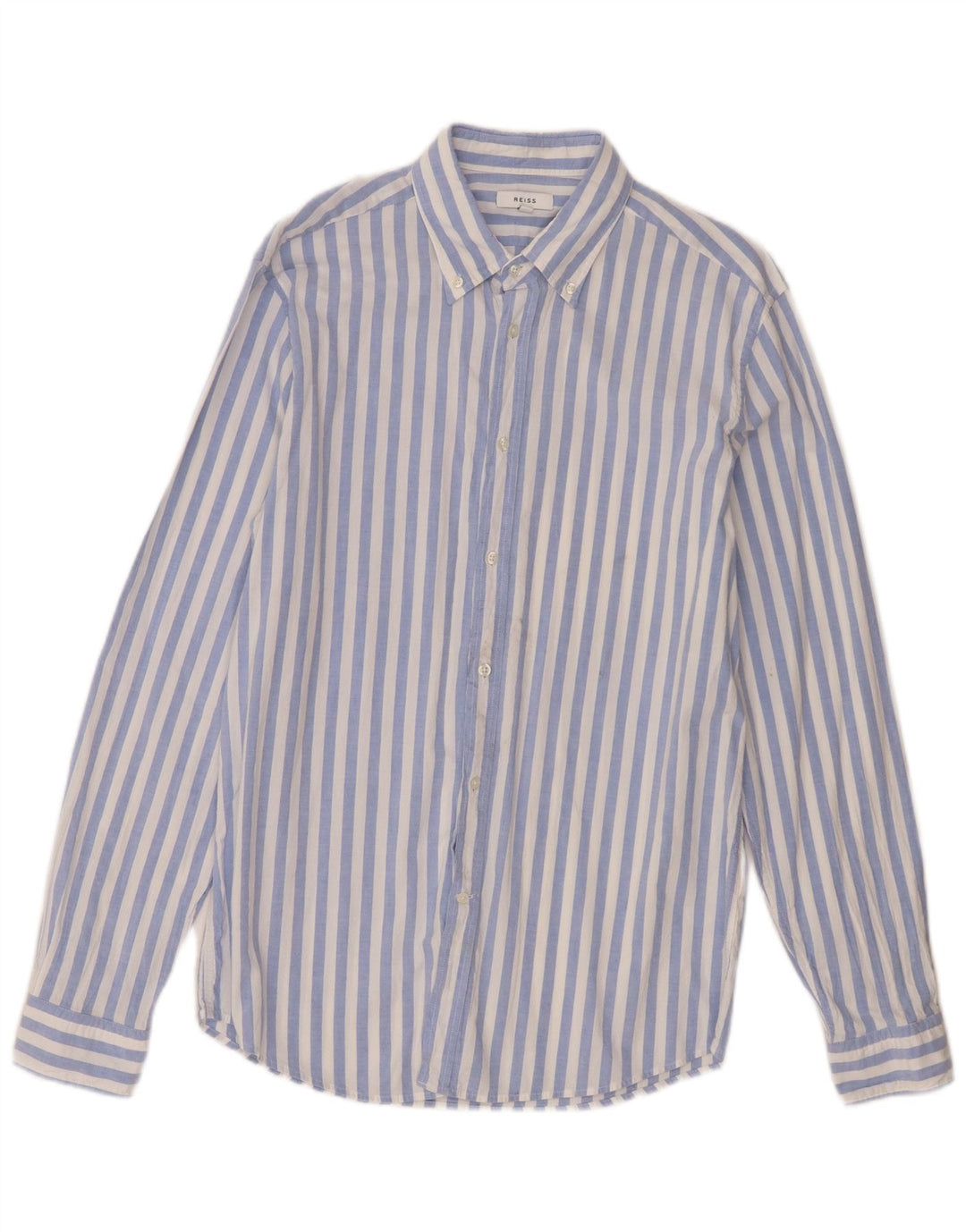 Camisa masculina Reiss grande algodão listrado azul
