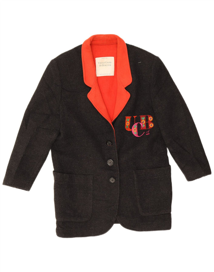 Jaqueta blazer feminina de grandes dimensões com 3 botões Benetton IT 40 pequena preta