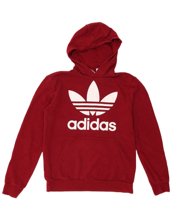 Adidas Meninos Graphic Hoodie Jumper 15-16 Anos Algodão Borgonha