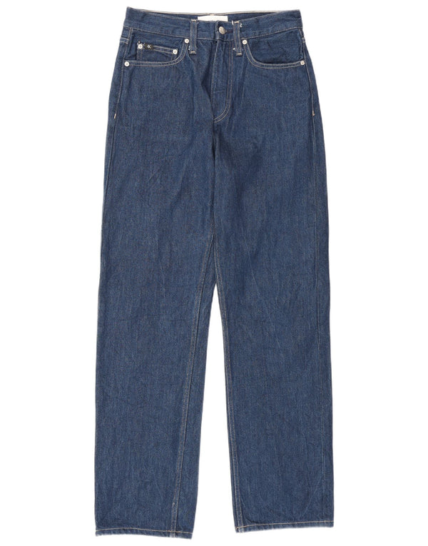 Calça jeans reta feminina Calvin Klein W28 L30 algodão azul