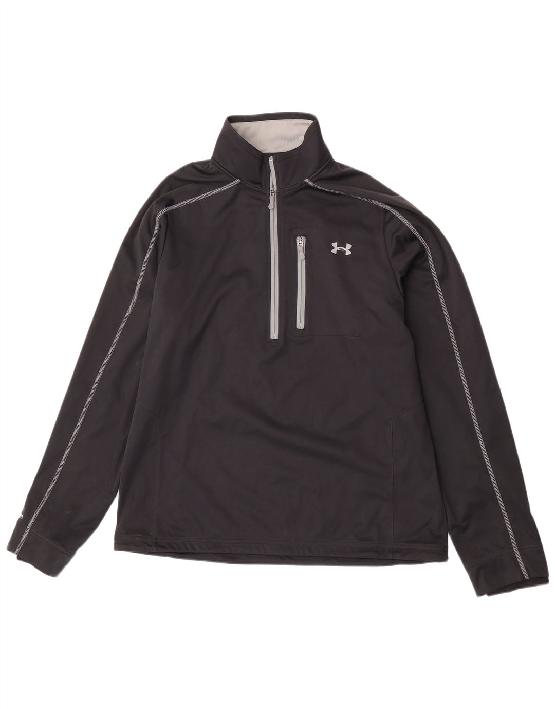 Under Armour Mens Zip Neck Pulôver Treino Top Grande Poliéster Preto