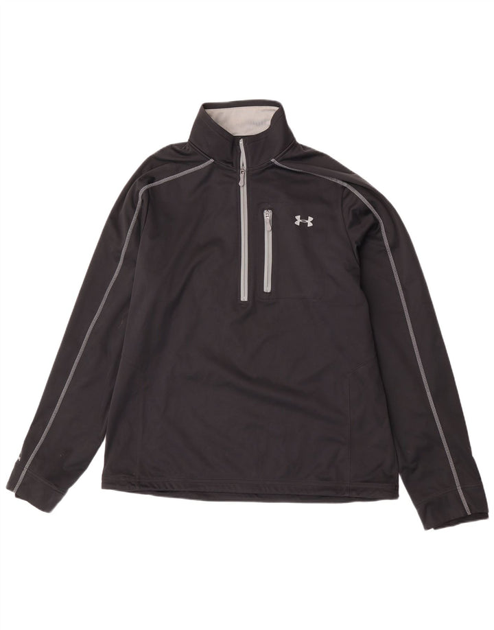 Under Armour Mens Zip Neck Pulôver Treino Top Grande Poliéster Preto