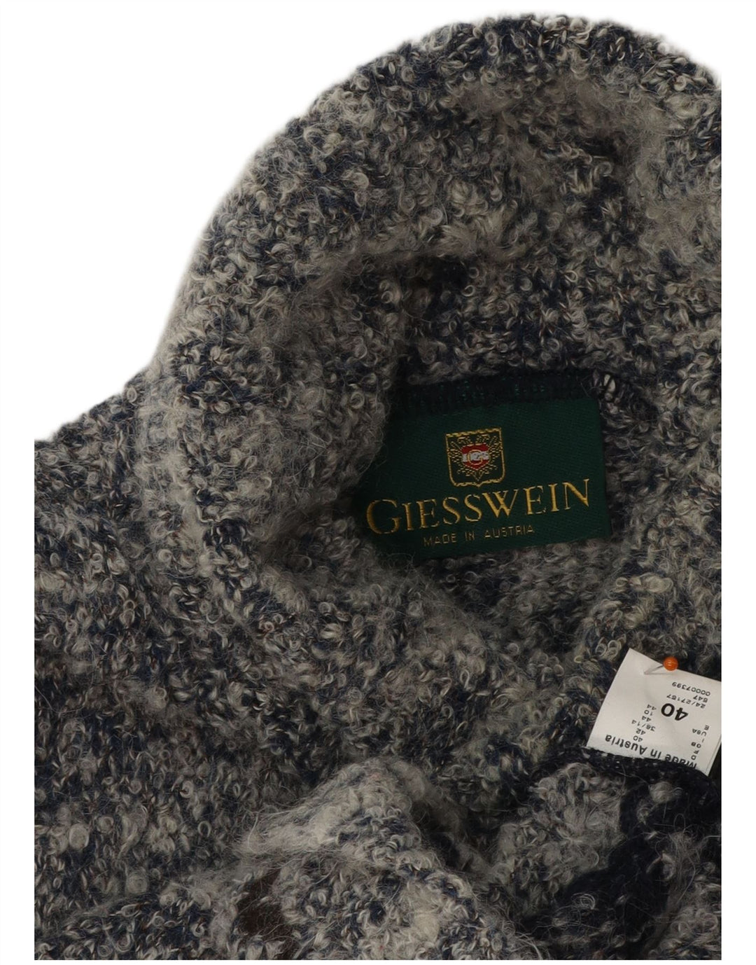 Suéter feminino GIESSWEIN com gola redonda UE 40 cinza médio Fair Isle