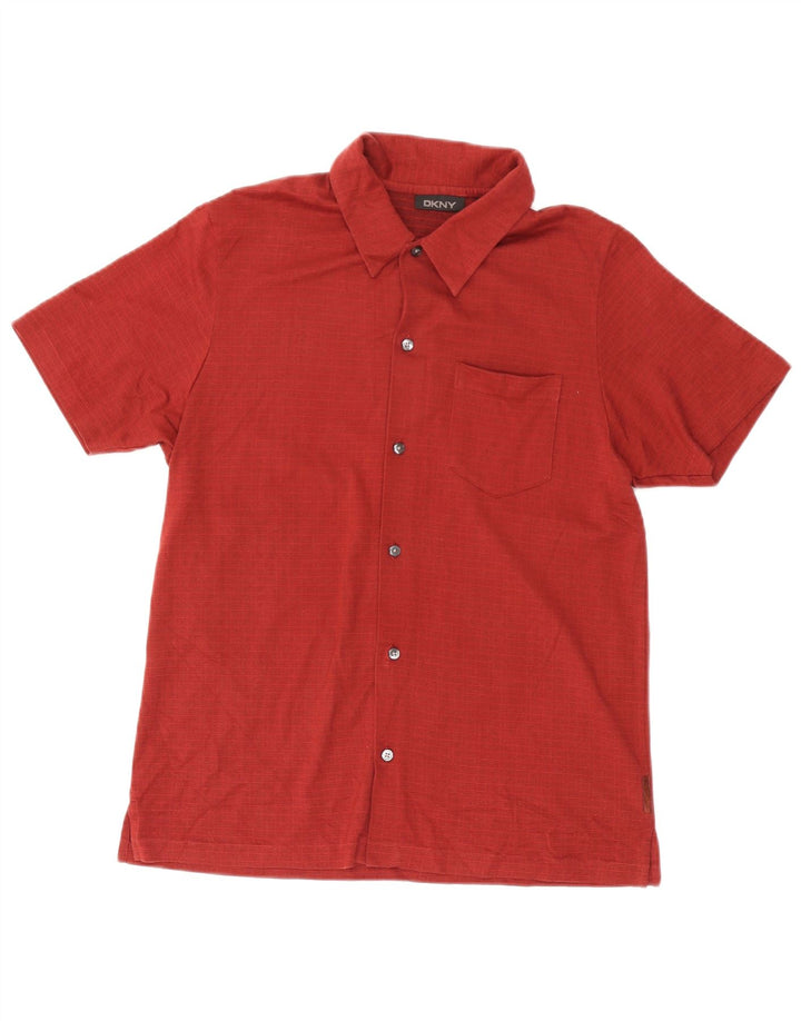 Camisa masculina de manga curta Dkny de algodão geométrico vermelho médio