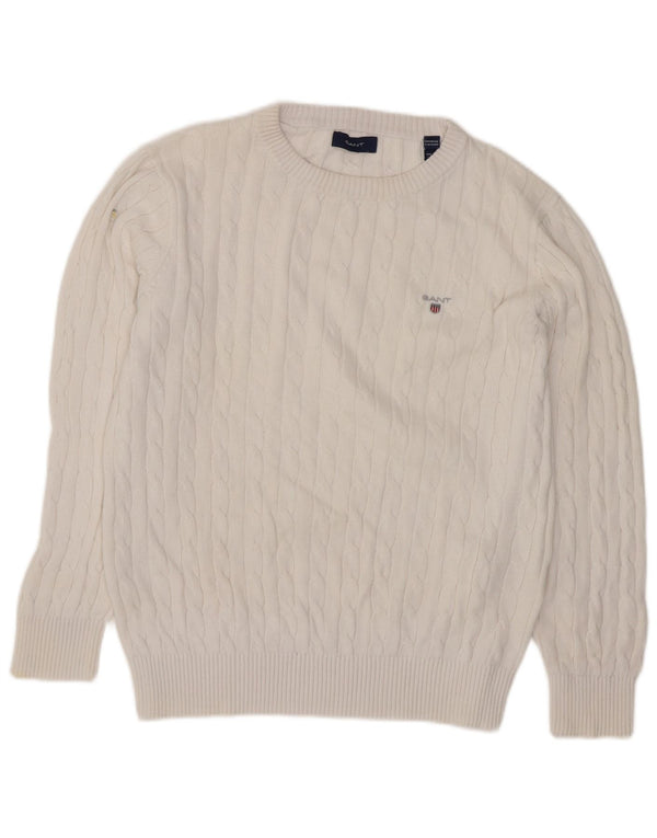 Suéter Gant Boys com gola canoa 9-10 anos algodão branco