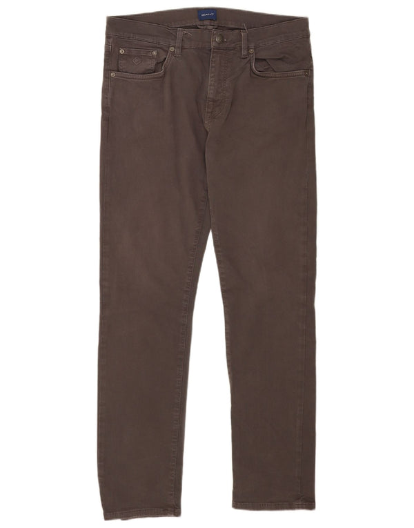 Calça masculina Gant Slim Fit casual W34 L32 algodão marrom