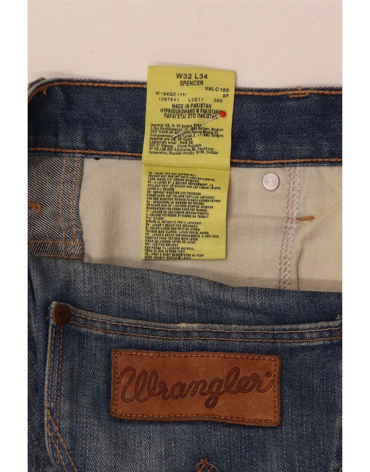Wrangler Masculino Spencer Slim Jeans W32 L34 Azul Algodão