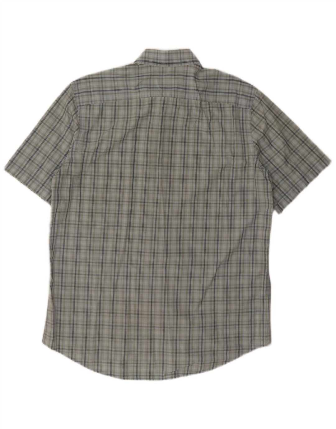 Lacoste Camisa masculina de manga curta tamanho 43 grande algodão xadrez azul