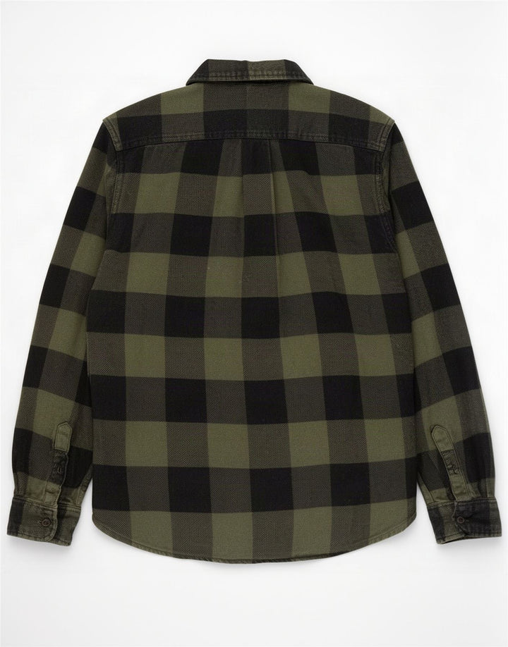 Camisa masculina de flanela Levi's pequena verde xadrez de algodão