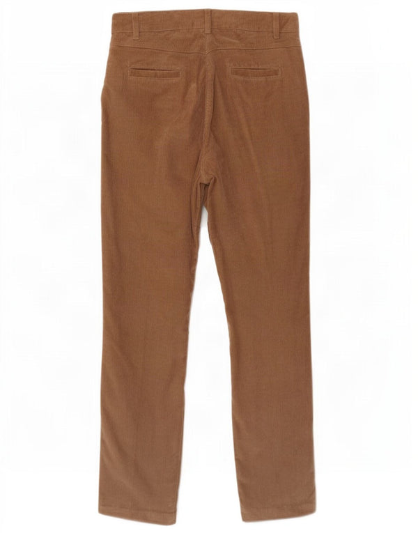 Calça feminina Jaeger Slim Fit veludo Reino Unido 12 médio W32 L30 algodão marrom