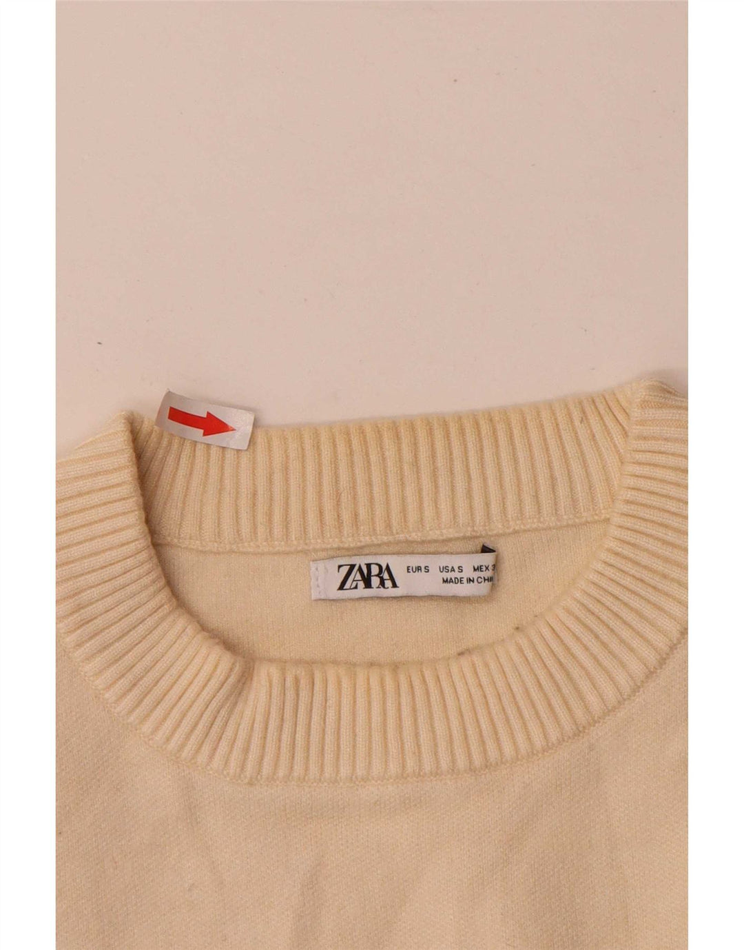 Zara Suéter masculino com gola redonda e viscose pequena bege