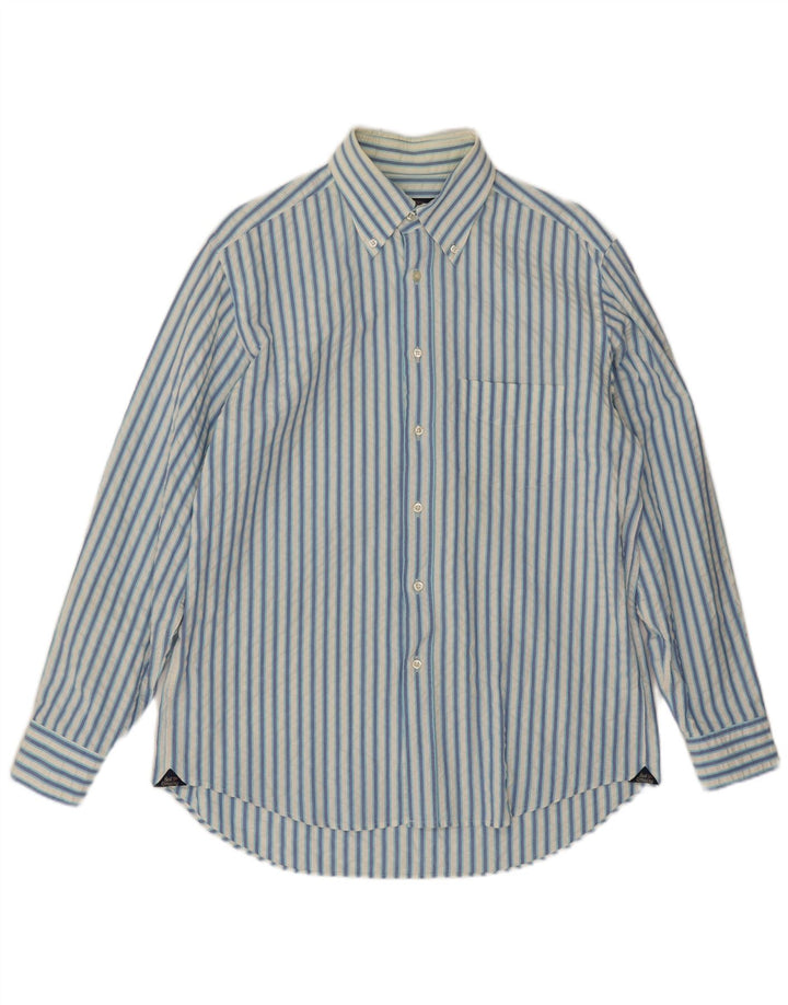 Camisa masculina Best Company grande algodão listrado azul