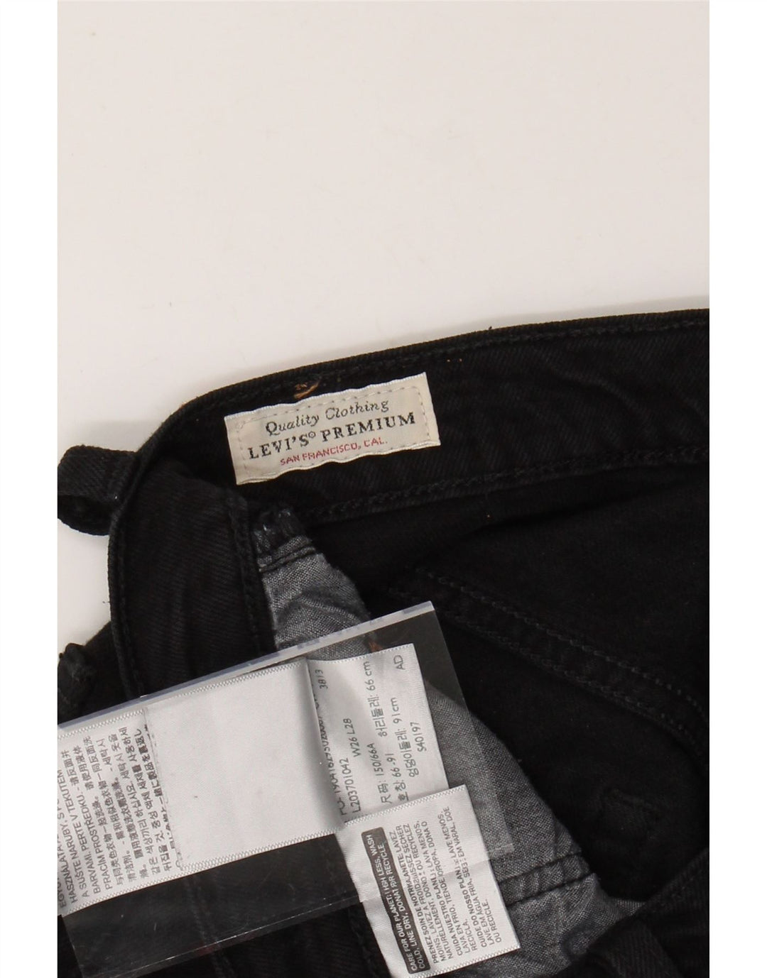 Levi's feminino 501 jeans reto W26 L28 algodão preto