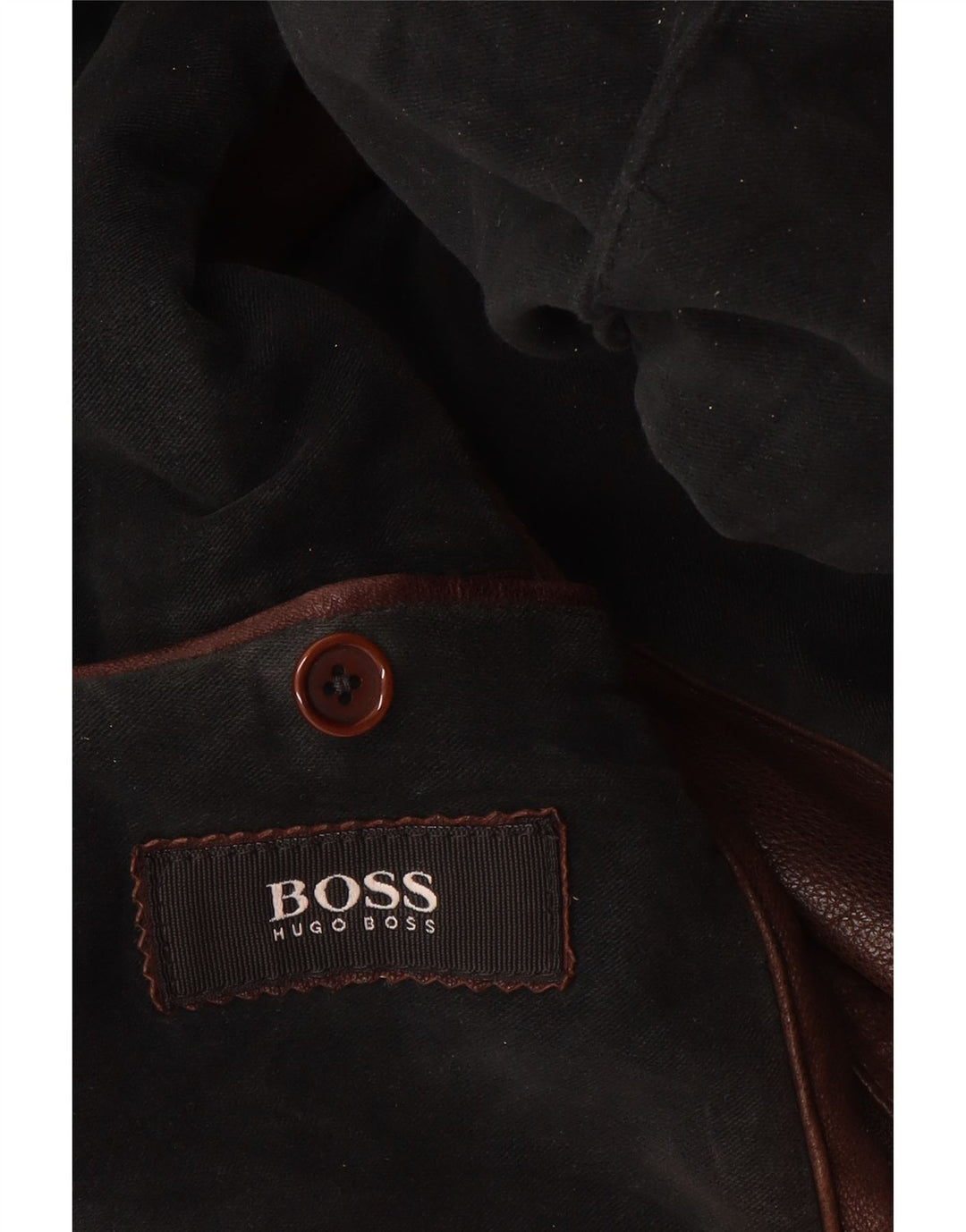 Jaqueta de couro masculina Hugo Boss Reino Unido 40 grande couro marrom