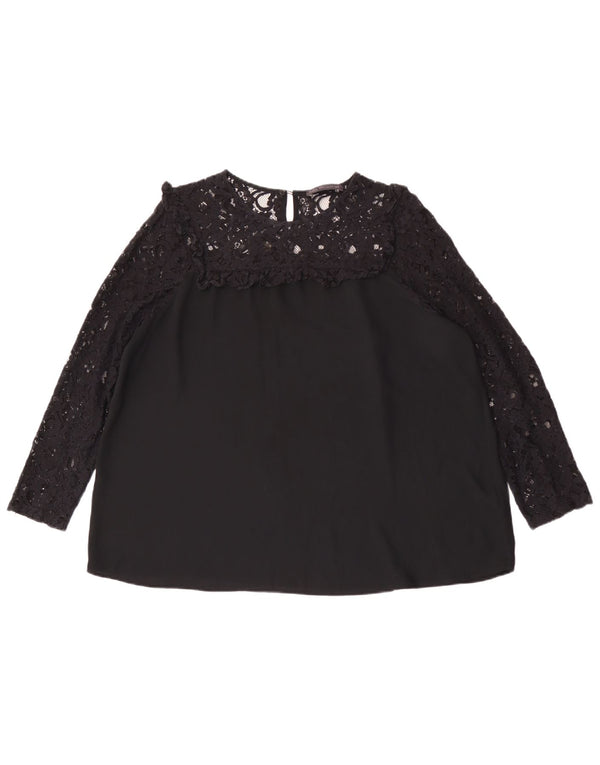 Blusa feminina Marks & Spencer de manga comprida oversized Reino Unido 16 grande preta