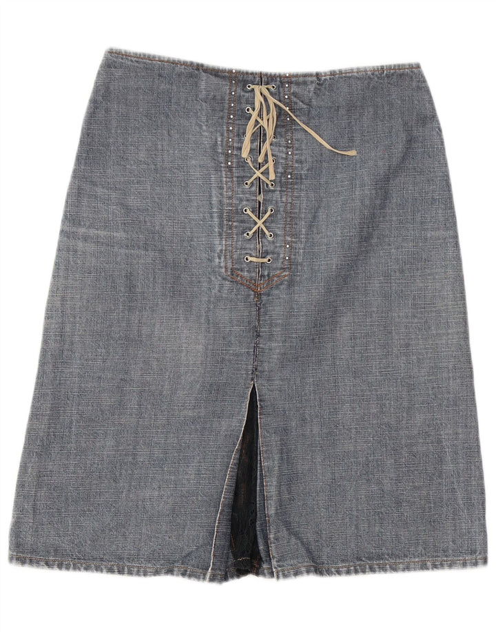 Saia jeans feminina Liu Jo W28 algodão azul médio