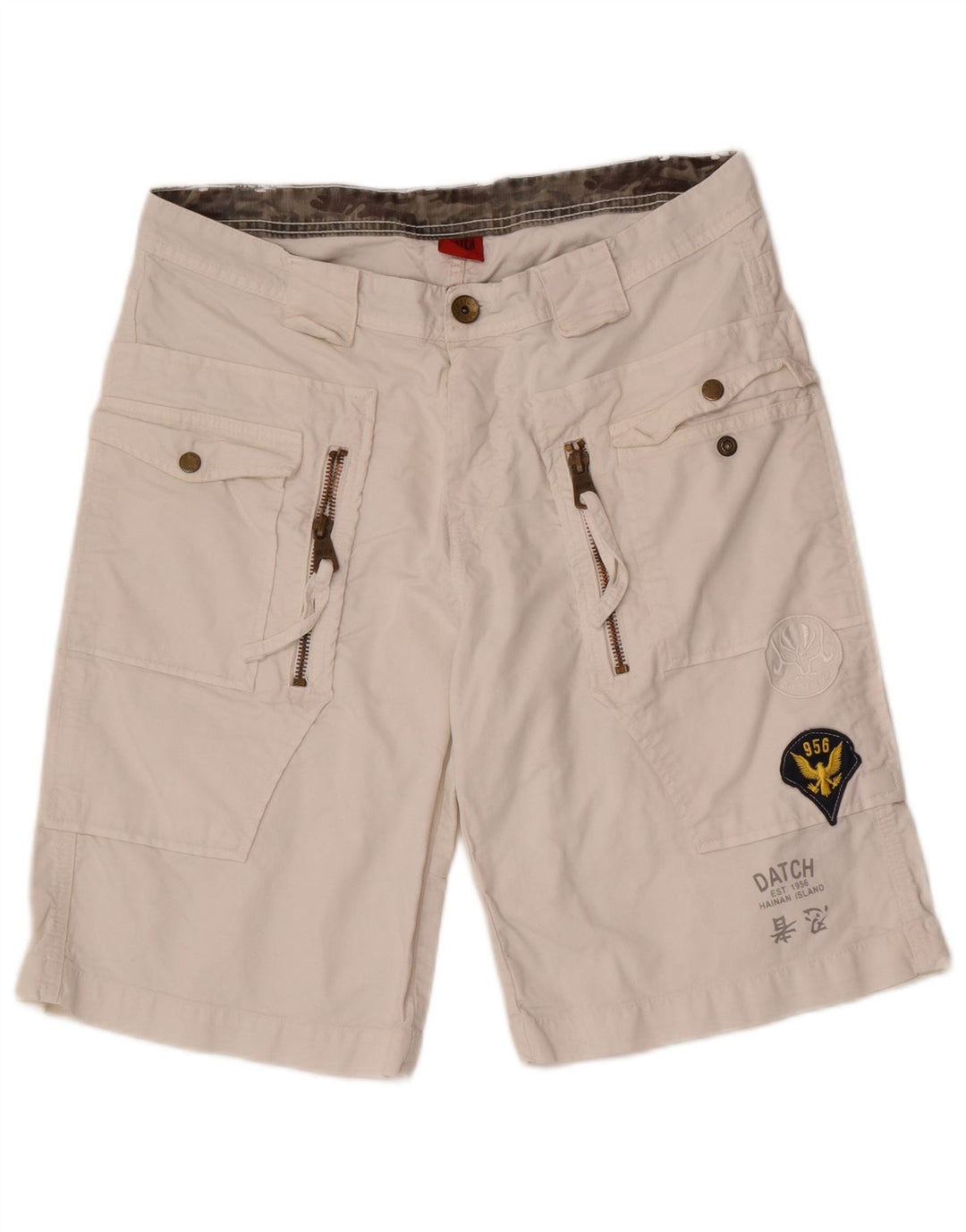 Datch Mens Casual Shorts W33 Medium White Cotton