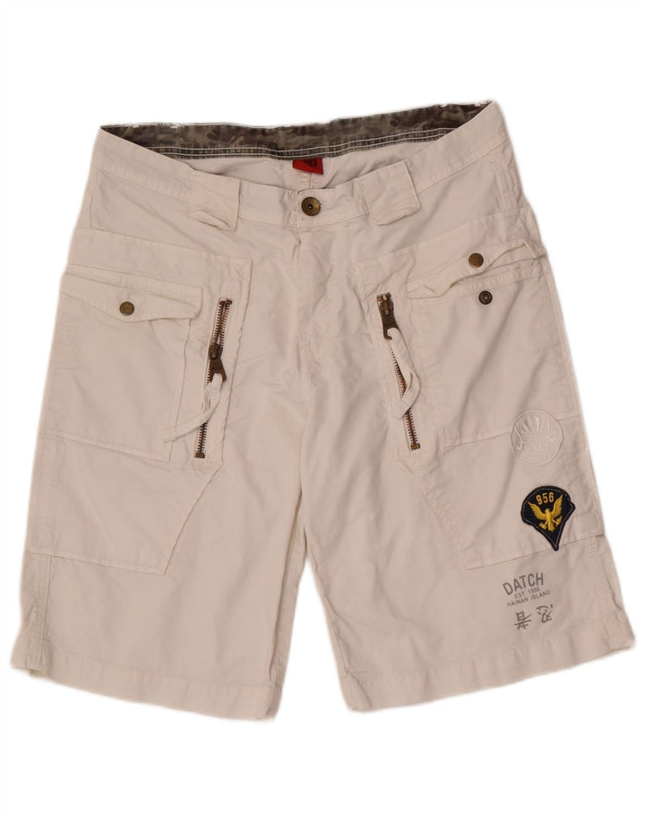 Datch Mens Casual Shorts W33 Medium White Cotton