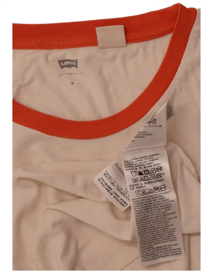 Camiseta feminina com estampa cropped LEVI'S Reino Unido 12 médio algodão off white