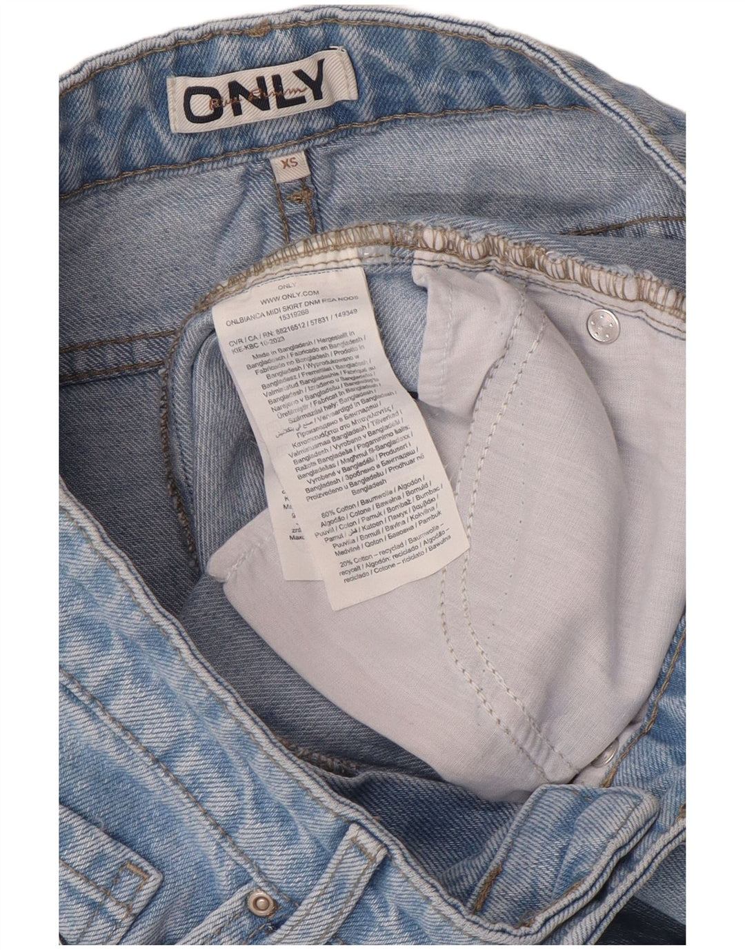 Somente saia jeans feminina XS W25 algodão azul