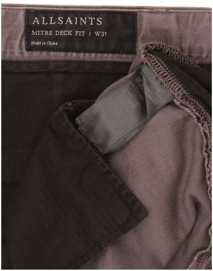 All Saints Mens Chino Shorts W31 Algodão Cinza Médio