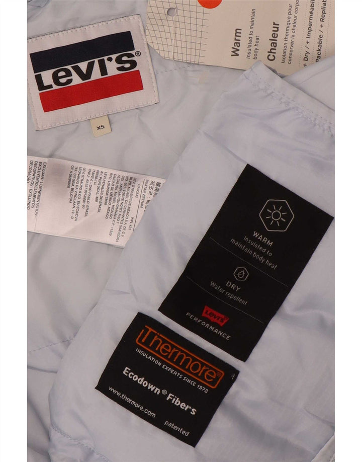 Jaqueta feminina acolchoada com capuz e capuz Levi's UK 6 XS azul poliéster