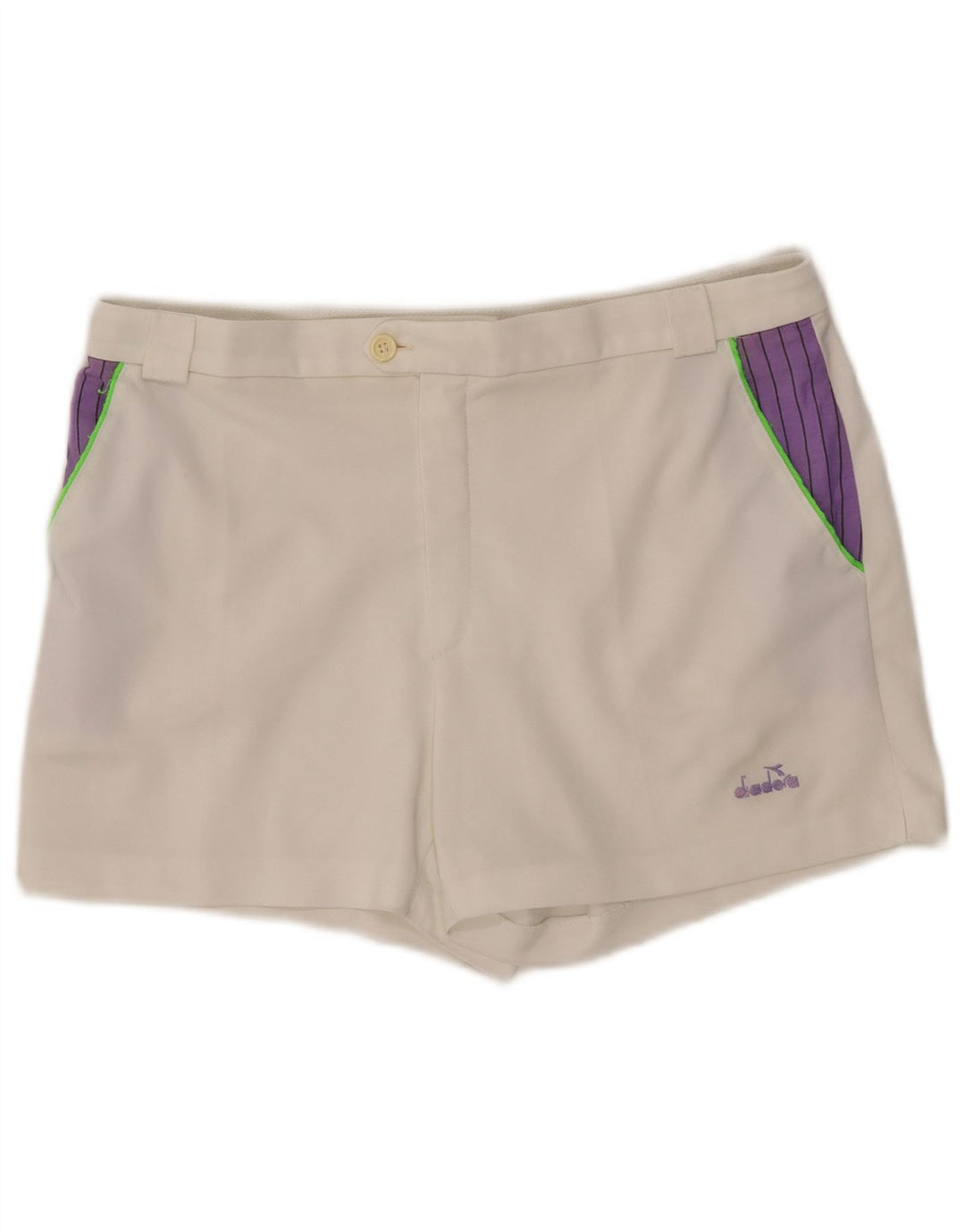 Shorts Chino feminino Diadora W33 grande bloco colorido branco