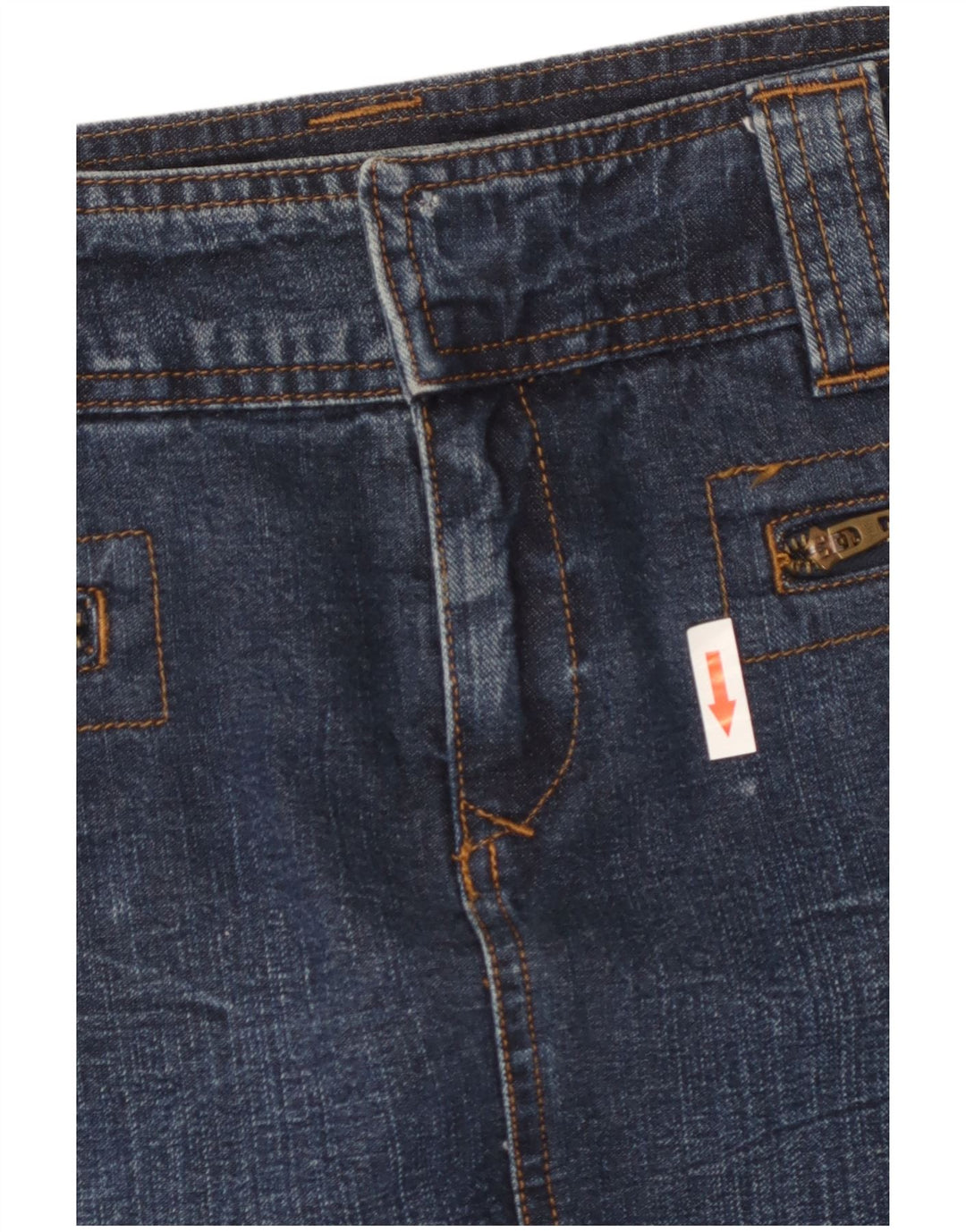Saia jeans feminina Dkny W28 algodão azul médio