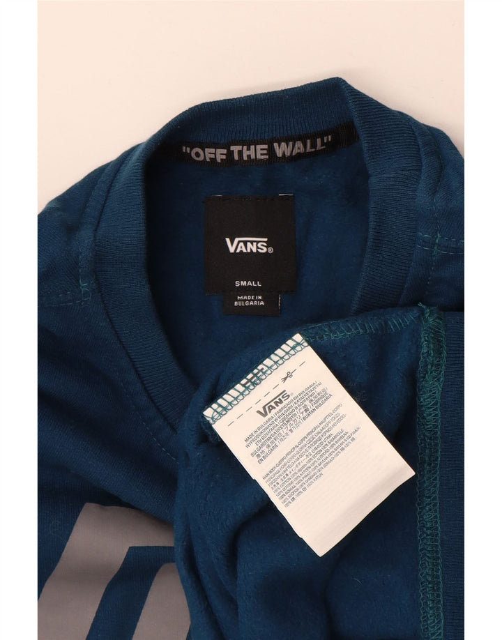 VANS Mens Graphic Moletom Jumper Pequeno Azul Algodão