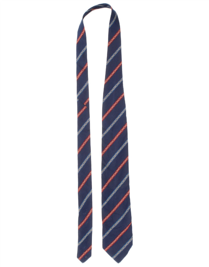 Gravata masculina Givenchy tamanho único azul listrado de seda clássico