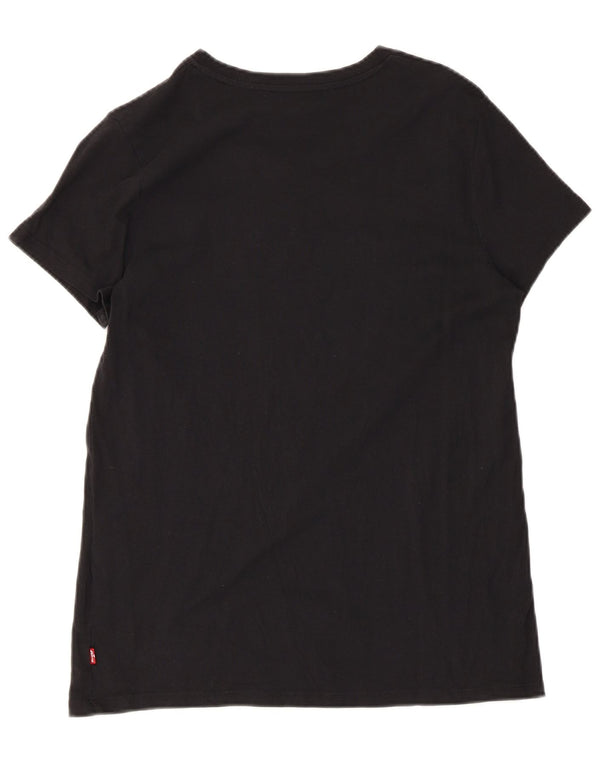 Camiseta feminina gráfica Levi's UK 12 algodão floral preto médio