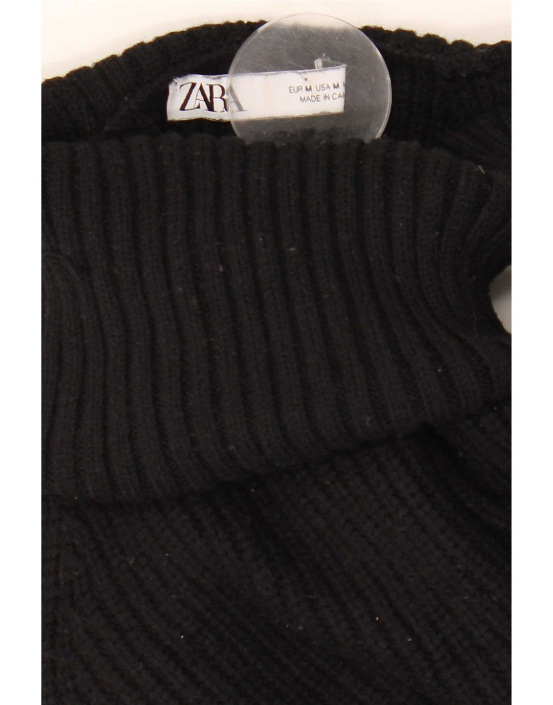 Suéter feminino Zara com ombro de fora e gola redonda Reino Unido 14 médio preto