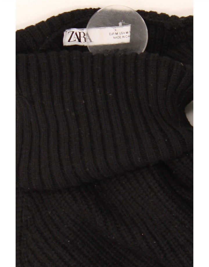 Suéter feminino Zara com ombro de fora e gola redonda Reino Unido 14 médio preto