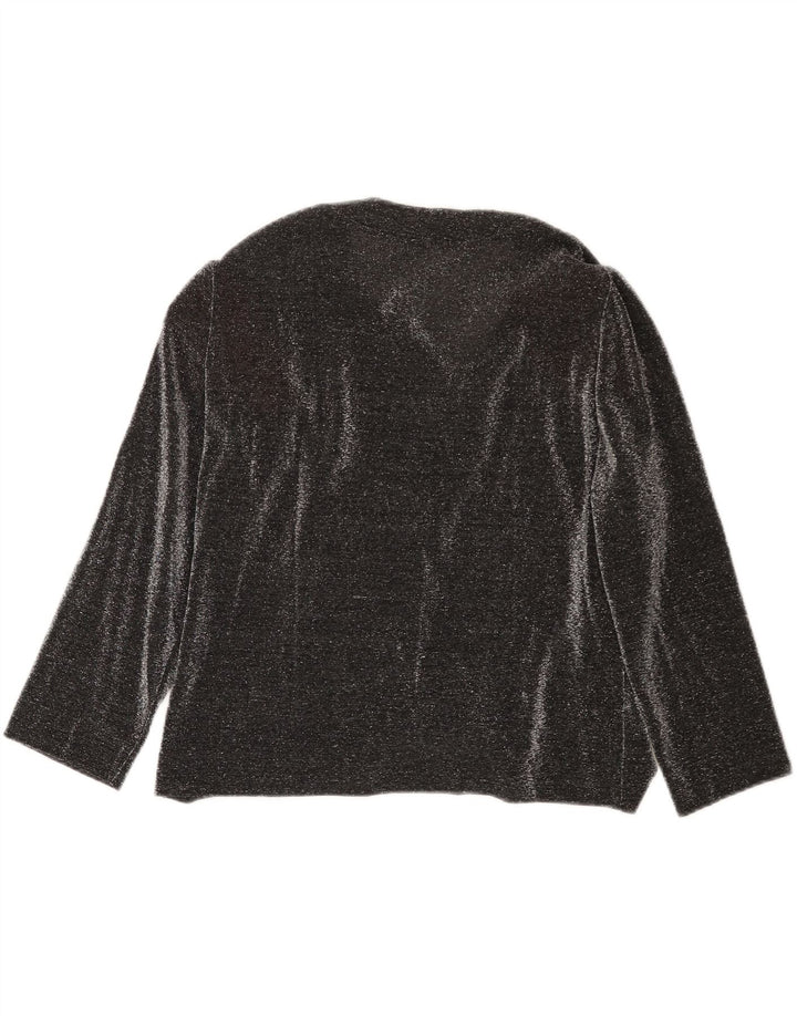 Blusa feminina vintage manga 3/4 top UK 16 grande preta