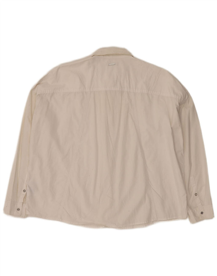 CALVIN KLEIN JEANS Camisa feminina oversized Reino Unido 10 pequeno algodão branco