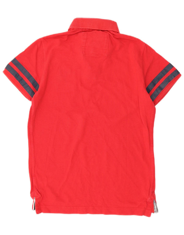 Camisa polo masculina Superdry com listras vermelhas grandes de algodão