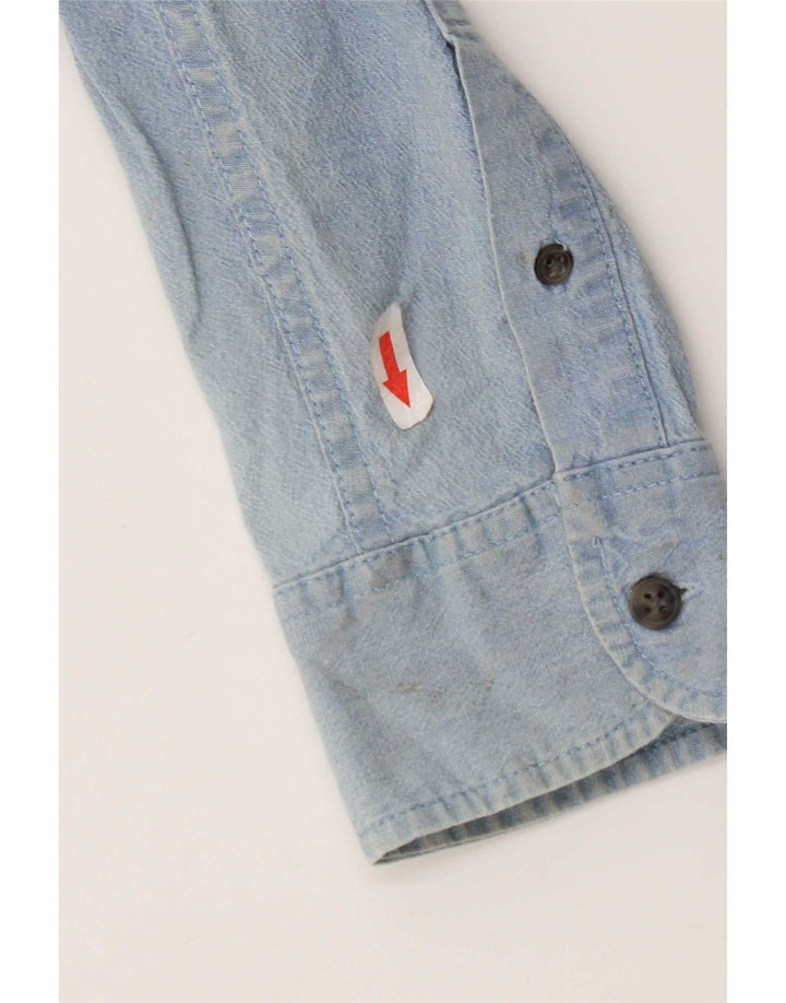 Camisa jeans masculina Wrangler grande algodão azul