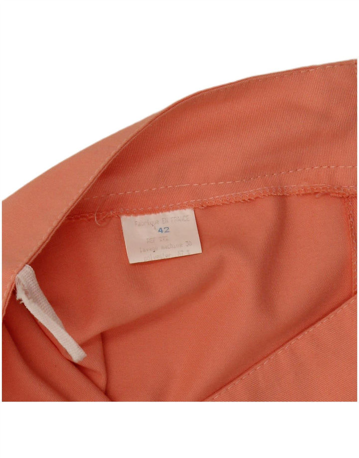 Saia plissada feminina vintage EU 42 grande poliéster laranja W30