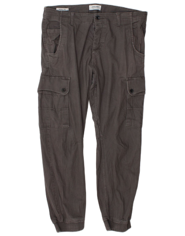 Calça cargo masculina Jack & Jones Paul Tapered W36 L29 algodão cinza