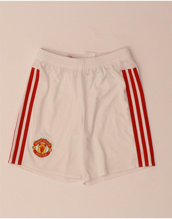 ADIDAS Garotos Manchester United Sport Shorts 9-10 Anos Poliéster Branco