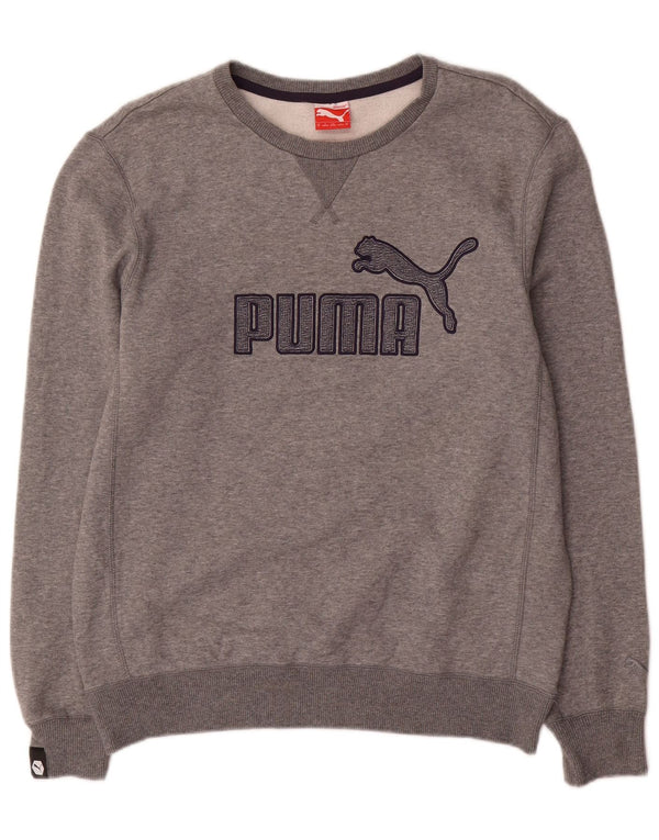 Puma Mens Graphic Regular Fit Moletom Jumper Médio Algodão Cinza