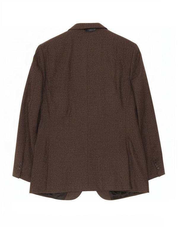 Jaqueta blazer masculina de 2 botões Hugo Boss EUA 44 2XL lã manchada marrom