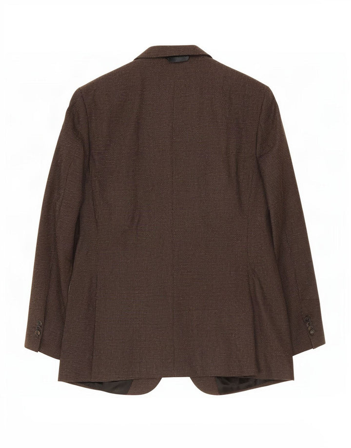 Jaqueta blazer masculina de 2 botões Hugo Boss EUA 44 2XL lã manchada marrom