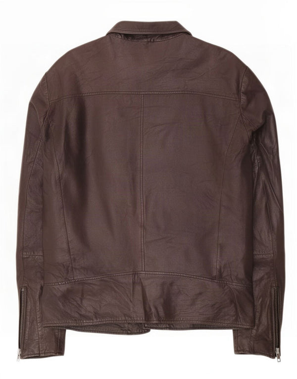 Jaqueta de couro masculina vintage UK 38 marrom médio