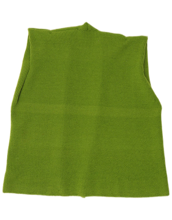 Suéter cardigã aberto sem mangas feminino vintage UK 20 2XL verde
