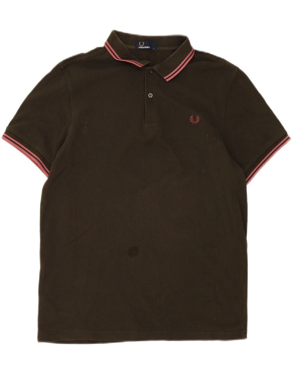 Camisa polo masculina Fred Perry grande algodão cáqui