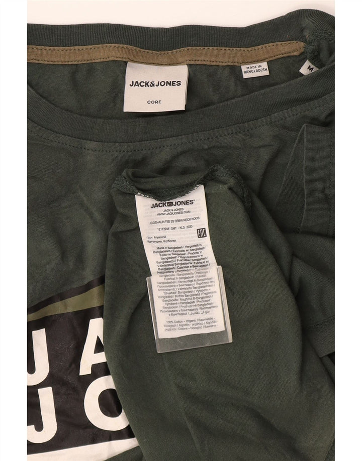 Camiseta gráfica masculina Jack & Jones Top algodão verde médio