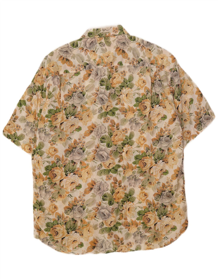 Camisa masculina de manga curta Anonima Camicie tamanho 40/41 médio bege floral